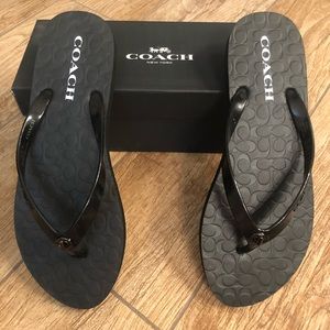 Coach Abbigail Rubber Flip Flop Black Size 9